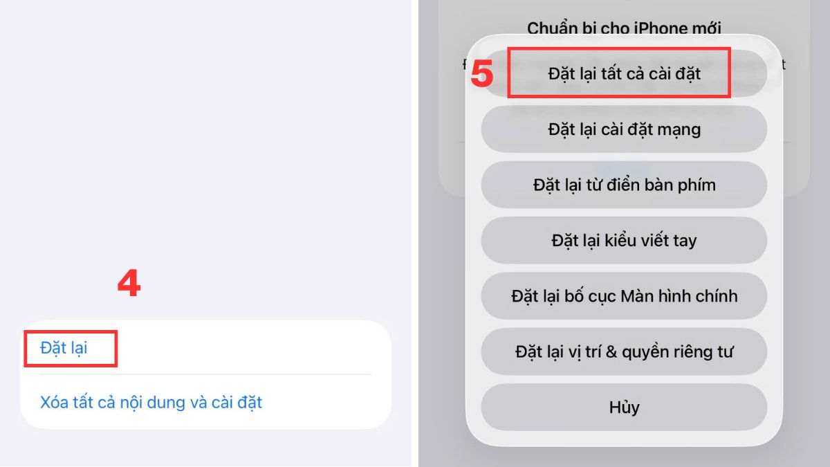 Cách khắc phục lỗi âm lượng iPhone bị nhỏ dần Reset tất cả các cài đặt bước 4