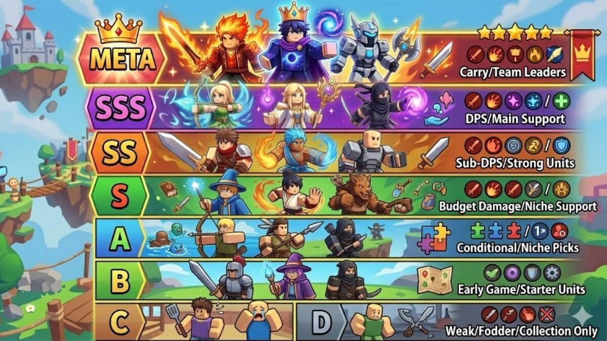 Vai trò của các cấp Anime Guardians Tier List