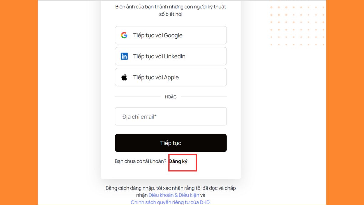 Cách tạo tài khoản D ID bước 2