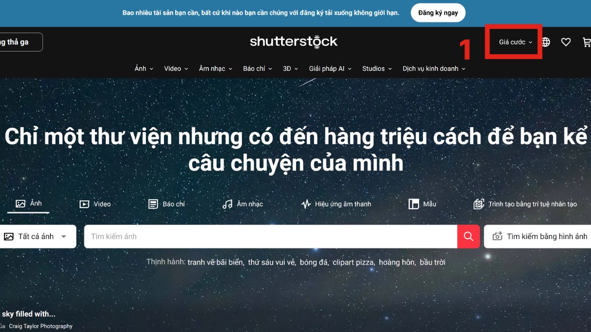 Cách đăng ký gói sử dụng Shutterstock giá rẻ bước 1