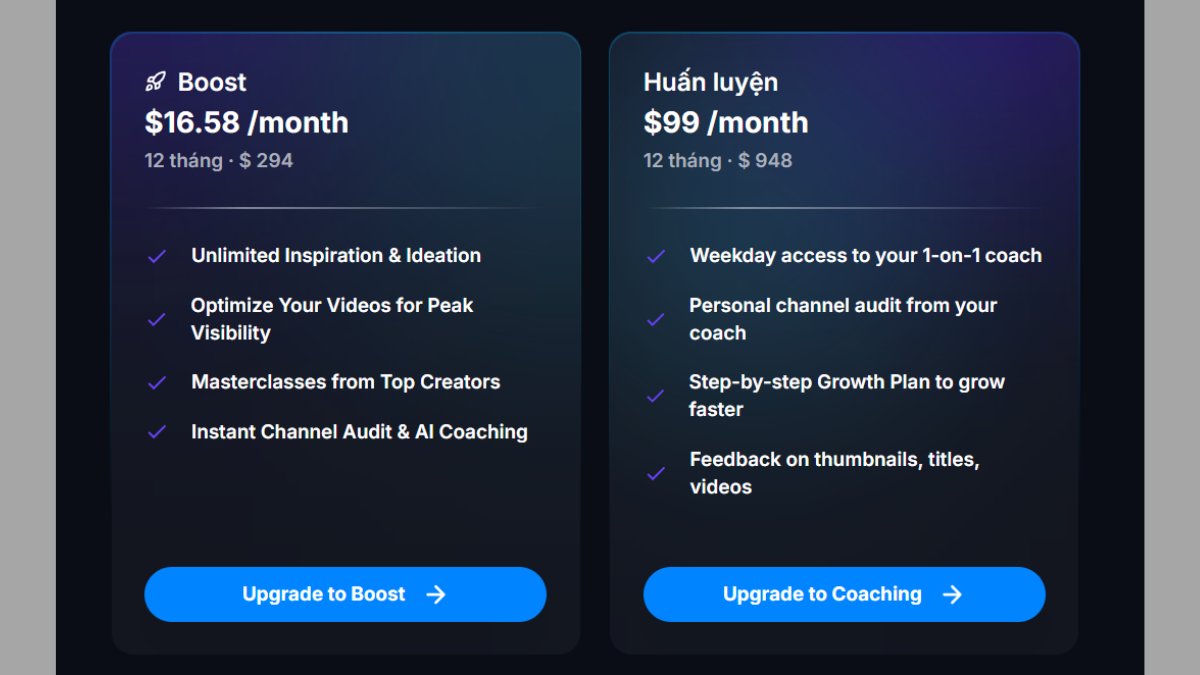 Bảng giá VidIQ mới nhất