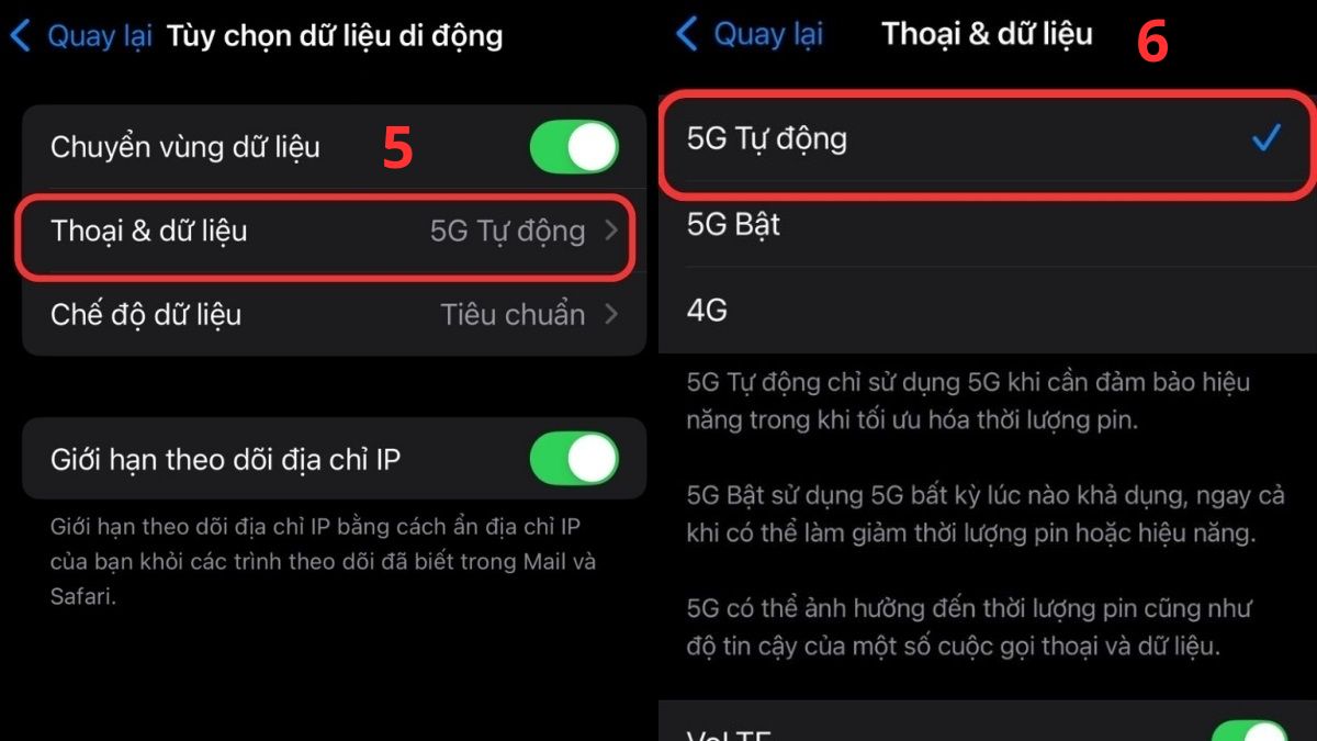 Cách bật 5G trên iPhone 14 Pro Max bước 3