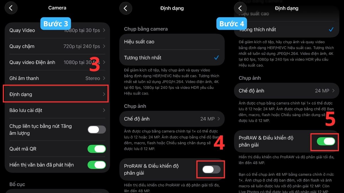 Cách chụp ảnh 48MP trên iPhone trong cài đặt bước 3