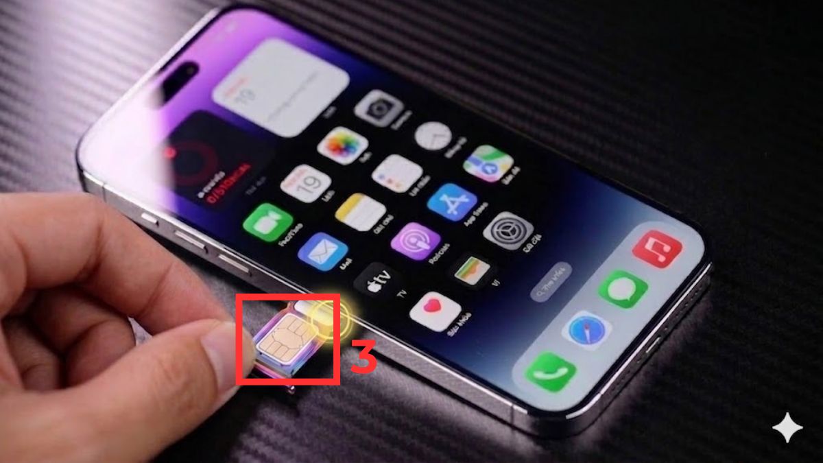 Cách gắn SIM iPhone 14 Pro Max bước 3