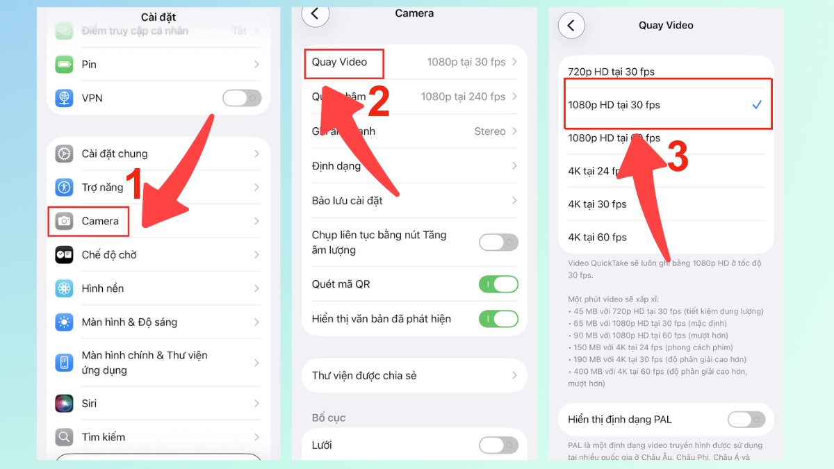 Cách giảm dung lượng video trên iPhone khi quay
