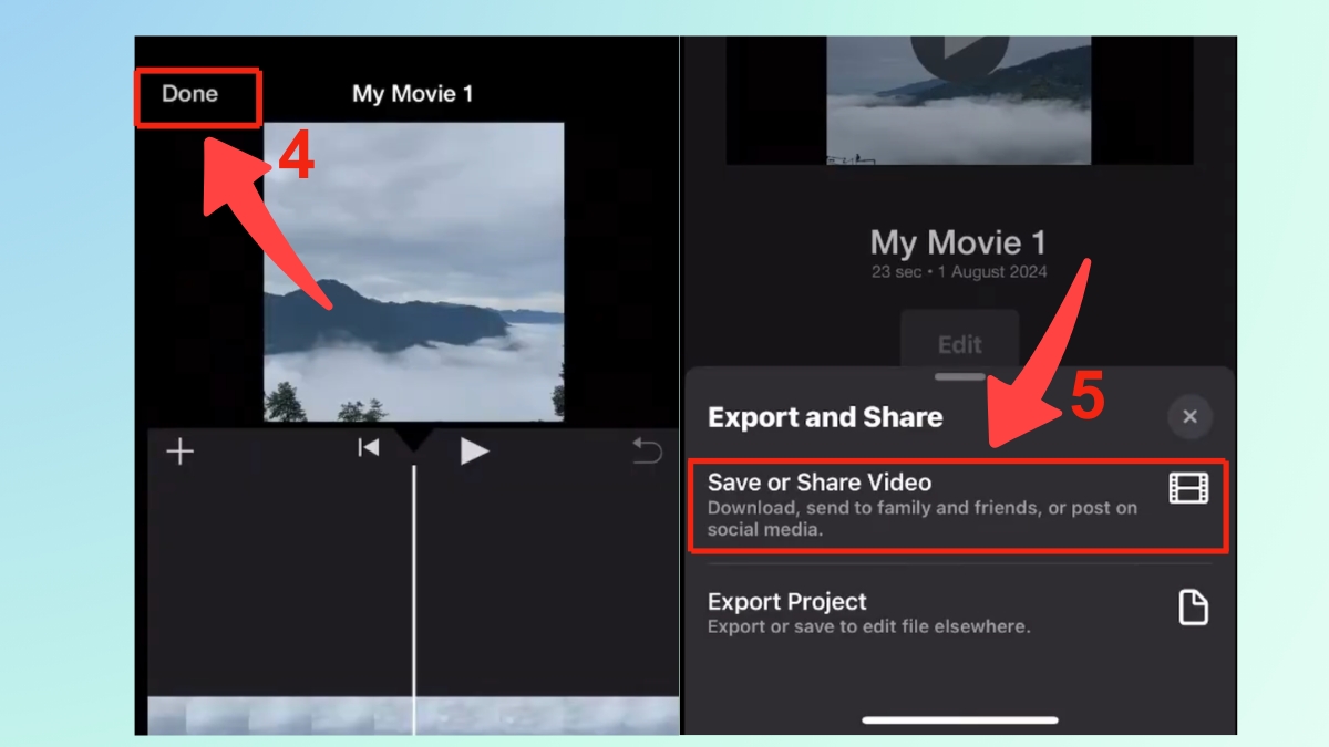 cách Giảm dung lượng video trên iPhone bằng iMovie bước 2