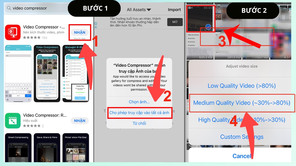 cách giảm Nén video trên iPhone bằng ứng dụng Video Compressor bước 1