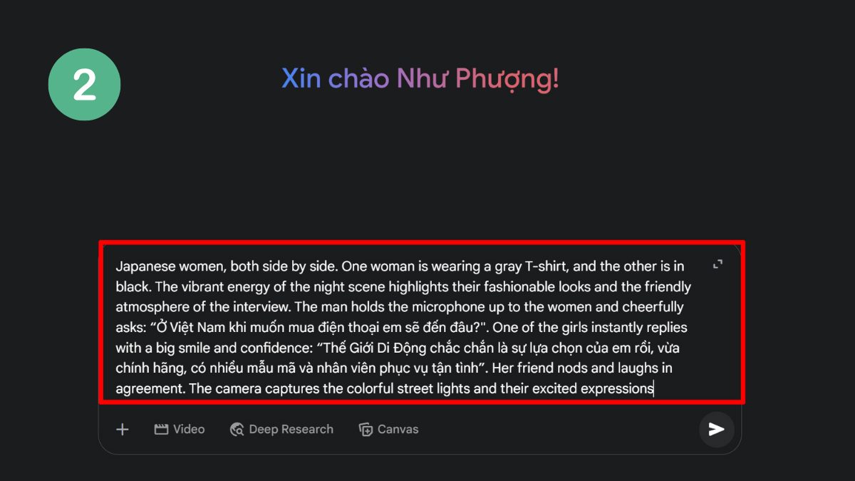 Cách sử dụng Veo 3 tạo video bằng Gemini bước 2