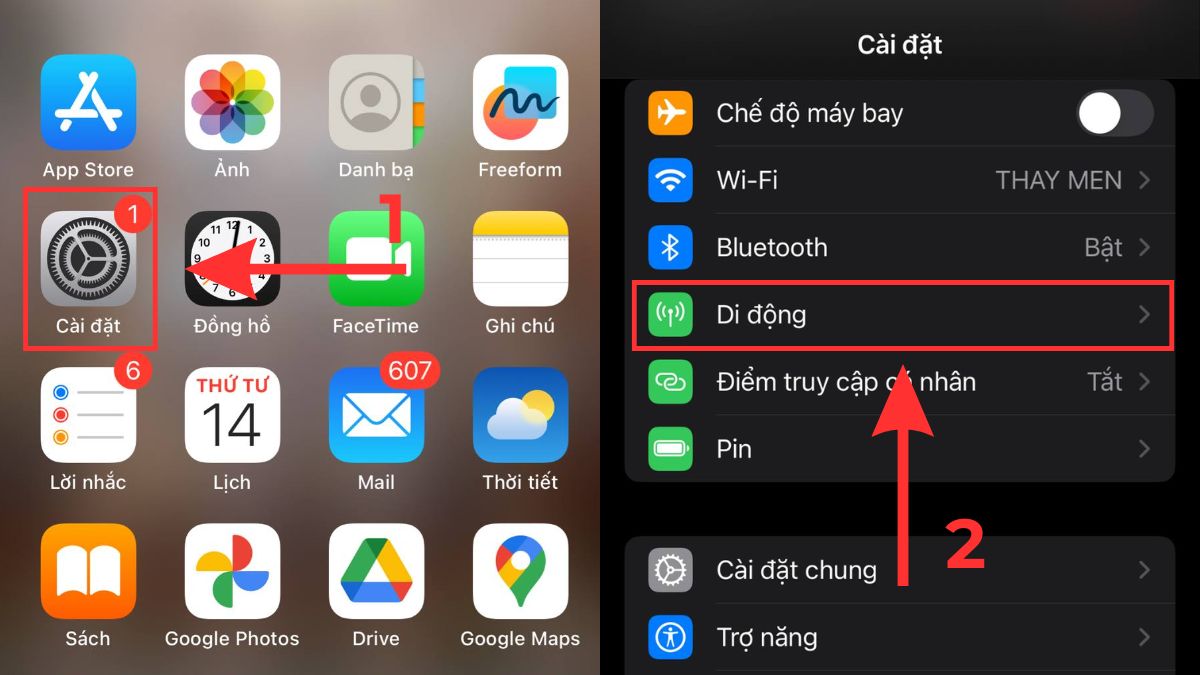 Cách tăng tốc độ mạng 4G cho iPhone khi thiết lập nhừng chia sẻ dữ liệu bước 1