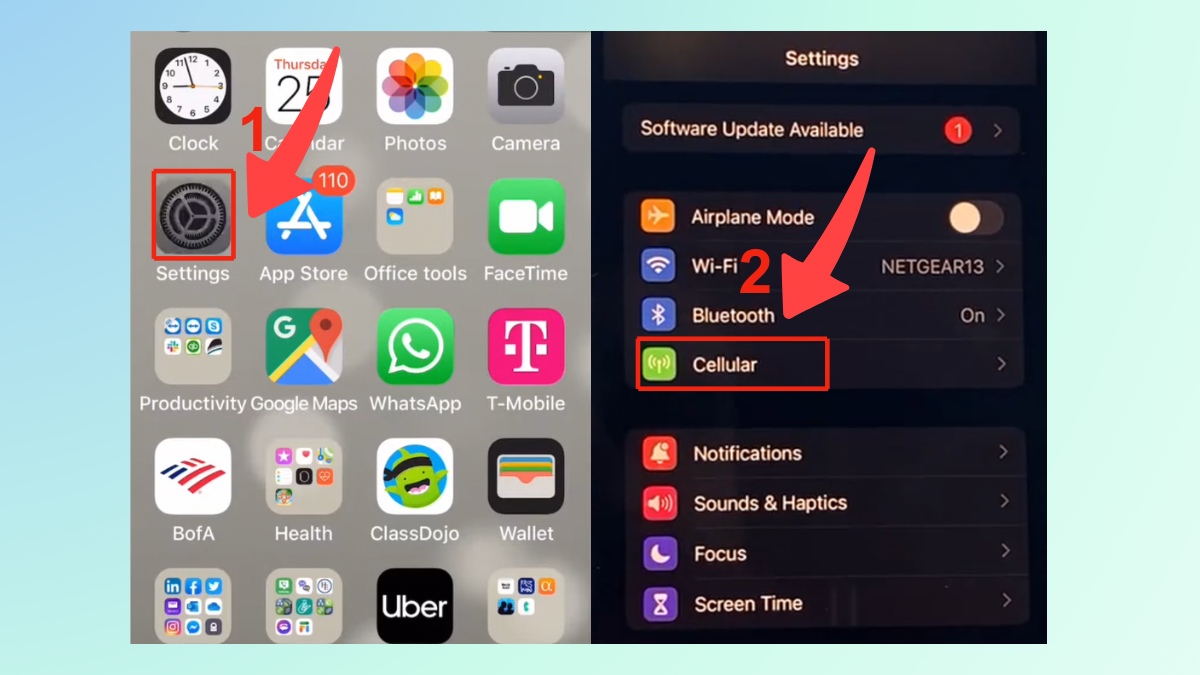 Cách tắt tạm thời eSIM trên iPhone bước 1