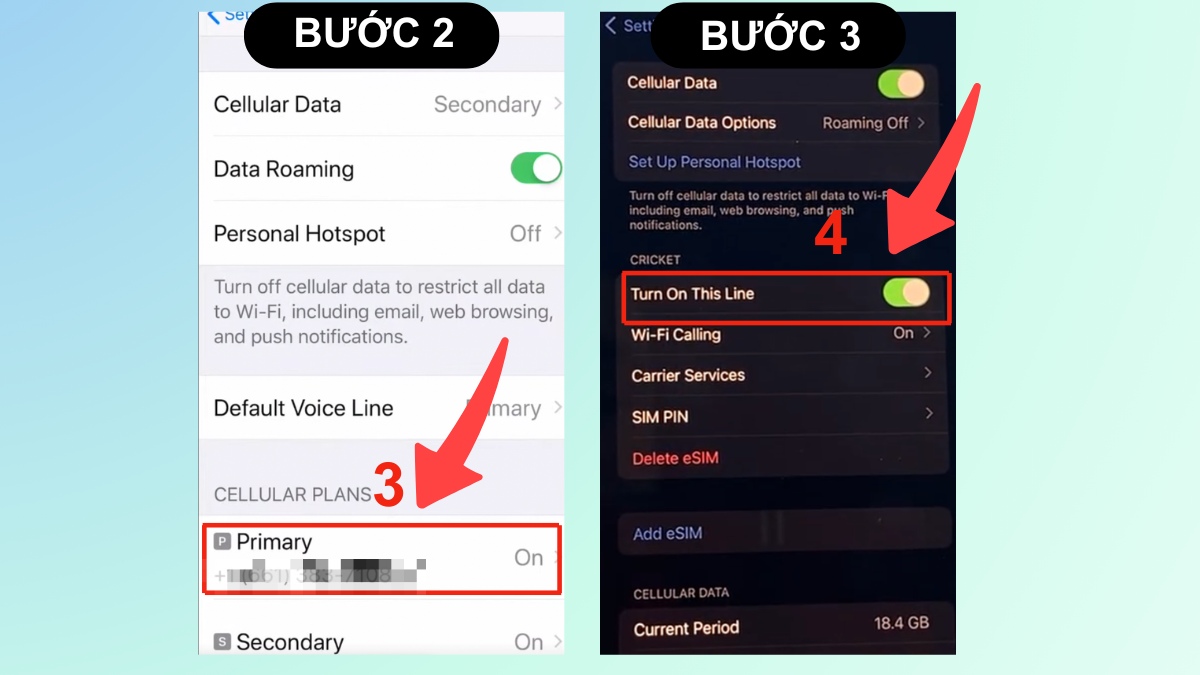 Cách tắt tạm thời eSIM trên iPhone bước 2