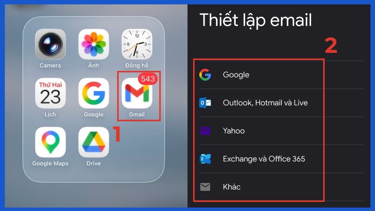 Cách xem email của mình trên điện thoại iPhone bước 1
