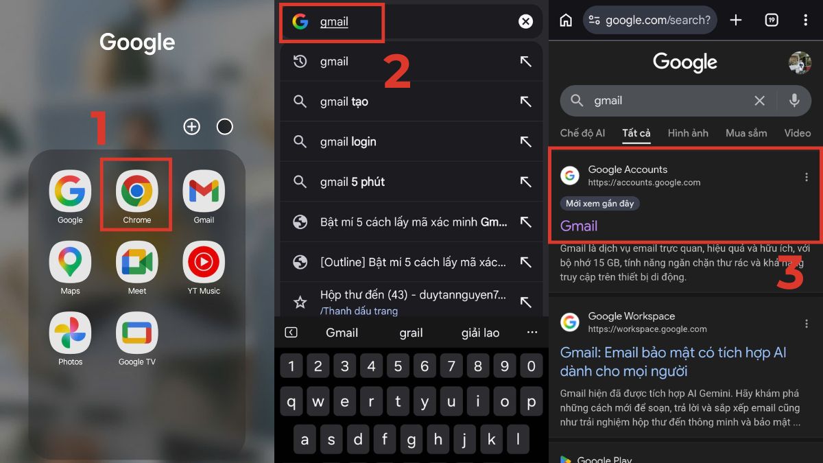 Cách xem email trên điện thoại qua trình duyệt web  bước 1