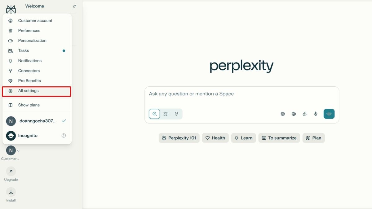 cách cài đặt Perplexity API bước 1