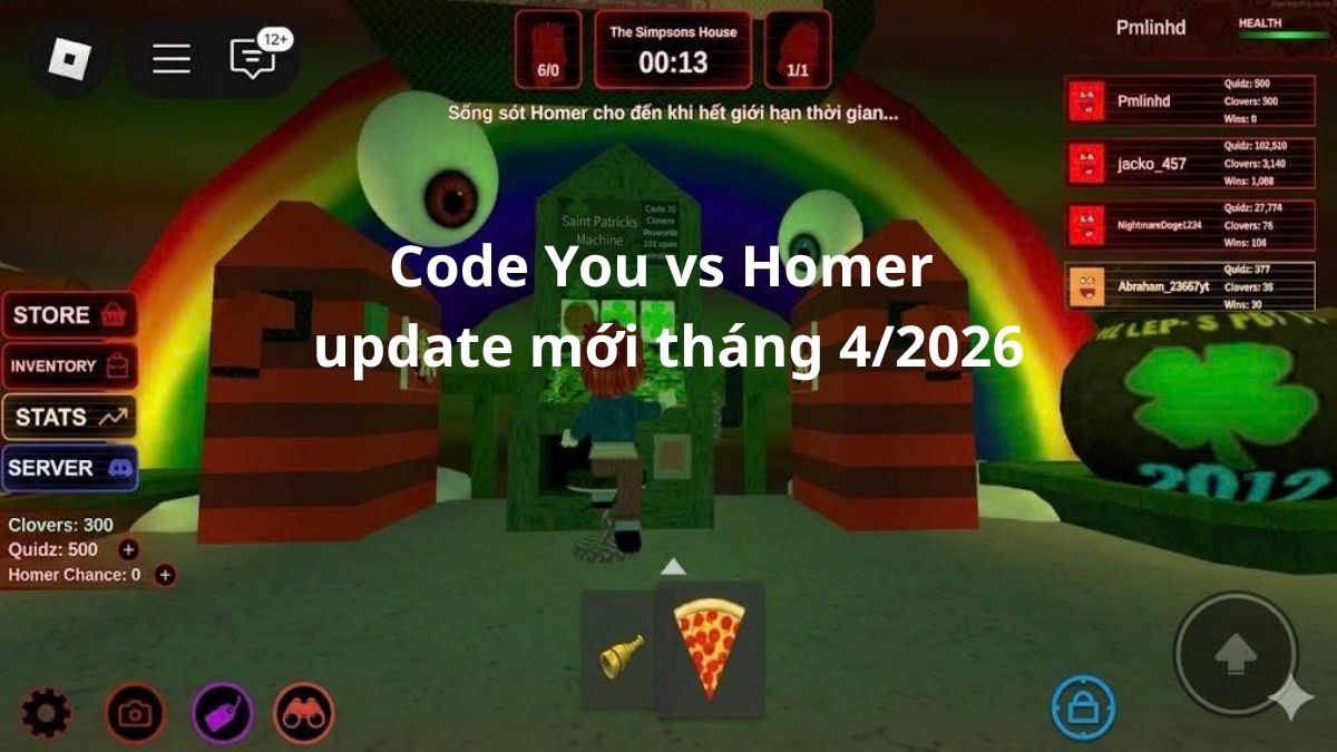Code You vs Homer update mới tháng 04/2026, cách nhập