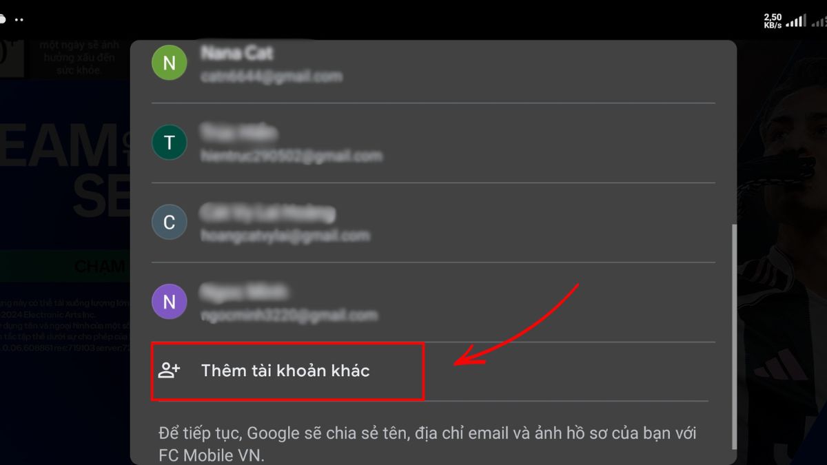Cách đăng nhập fc mobile Việt Nam bằng Google Play Games bước 2