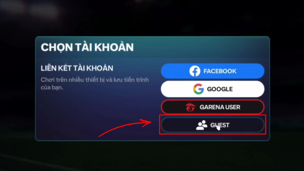 Cách chơi đăng nhập FC Mobile bằng tài khoản Khách bước 1