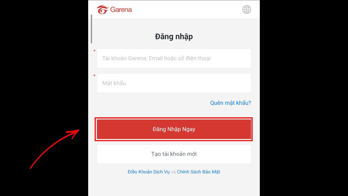 Cách đăng nhập FC Mobile Việt Nam bước 2