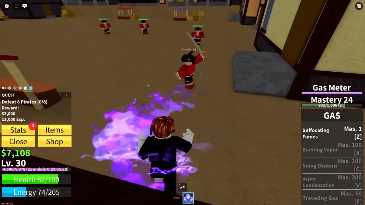 Bộ kỹ năng của Gas Blox Fruit