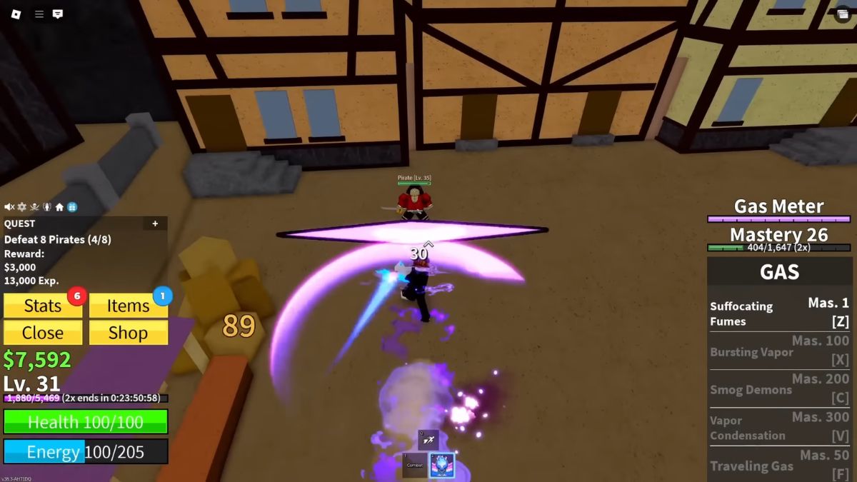 Bộ kỹ năng của Gas Blox Fruit Z - Suffocating Fumes