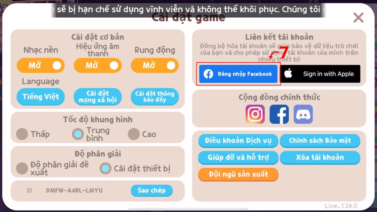cách Khôi phục tài khoản Play Together bằng Facebook bước 3