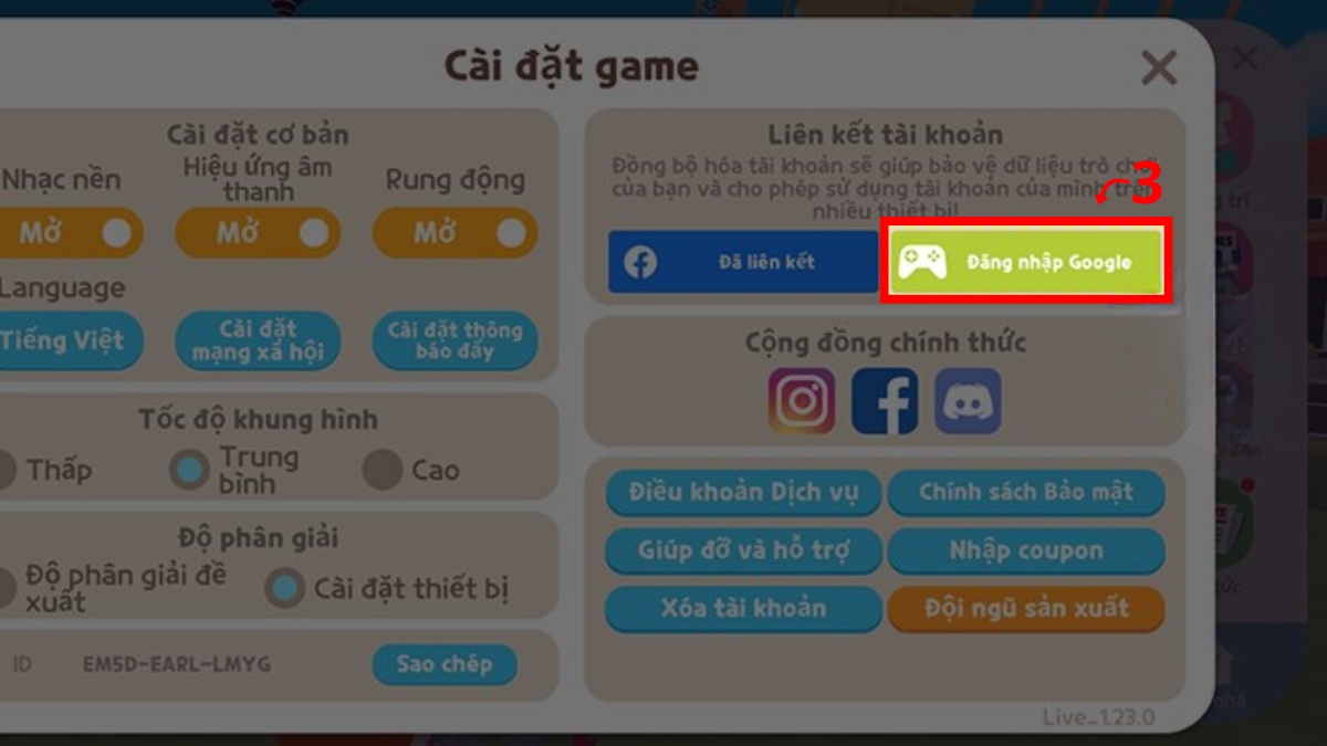 Hướng dẫn cách liên kết khôi phục tài khoản Play Together để tránh bị mất bước 3