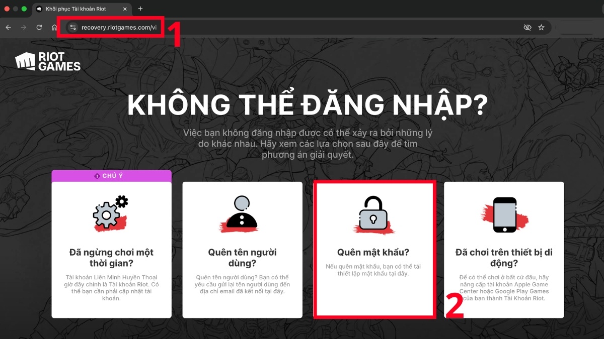 Cách khôi phục tài khoản Riot Games bằng gmail bước 1