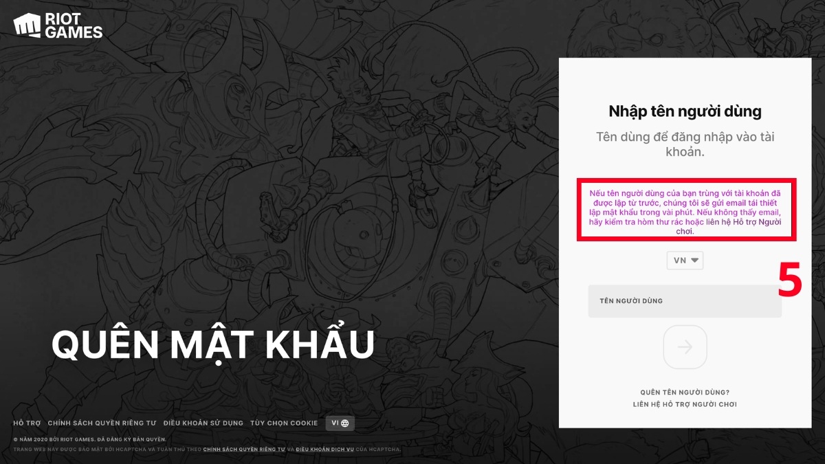 Cách khôi phục tài khoản Riot Games bằng gmail bước 1- 3