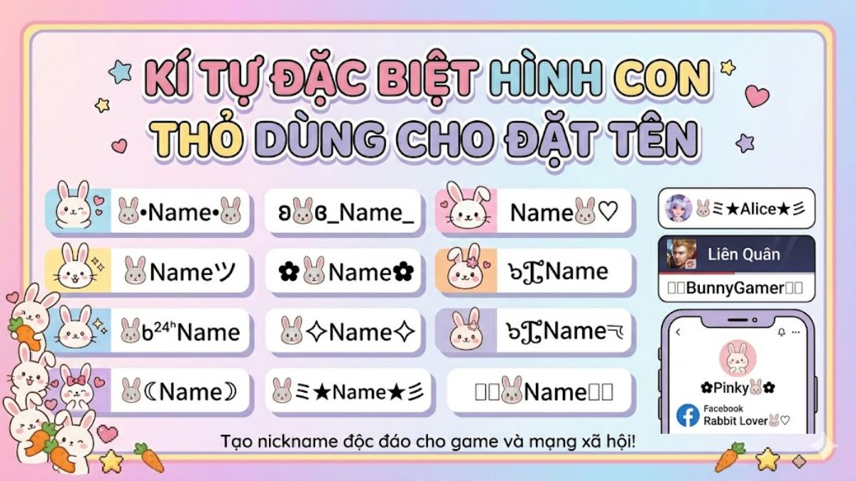 Kí tự đặc biệt hình con thỏ dùng cho đặt tên