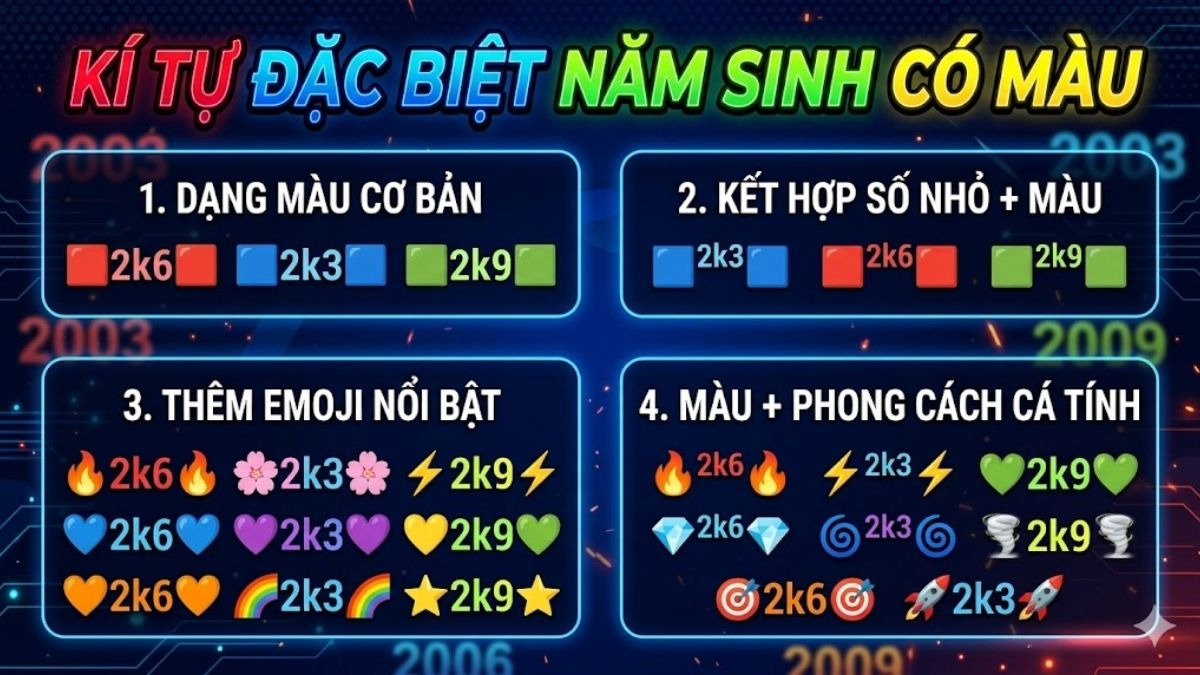 Kí tự đặc biệt năm sinh có màu