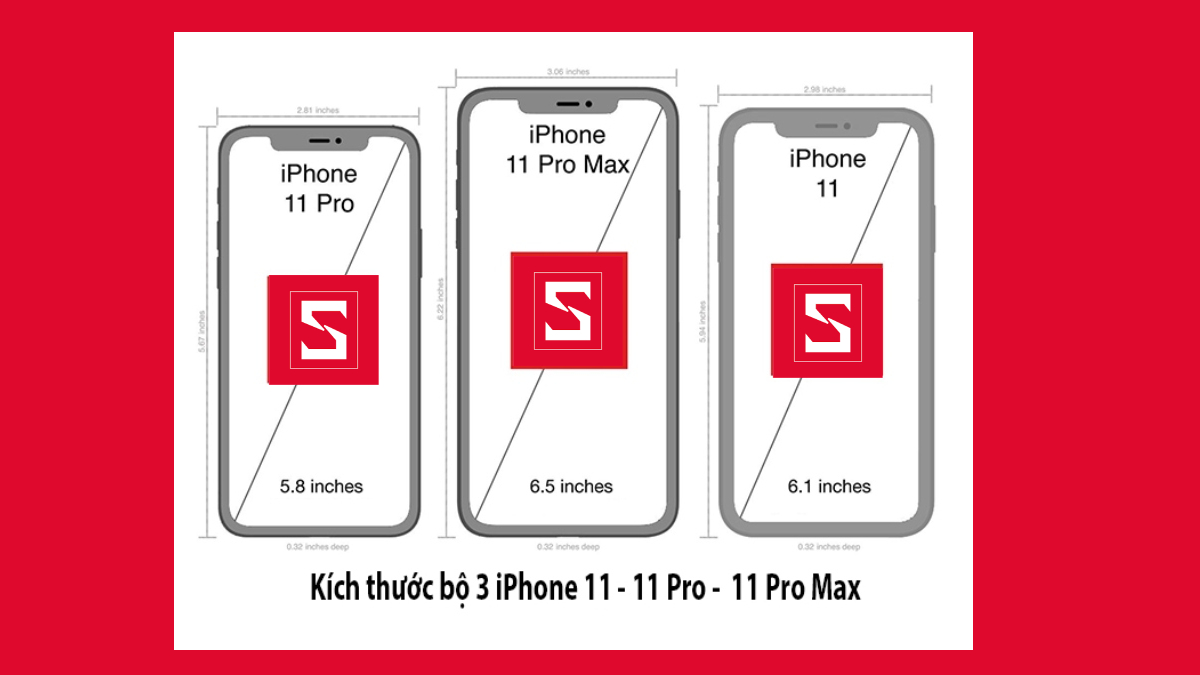 Kích thước màn hình iPhone 11 Pro, pro max bao nhiêu inch