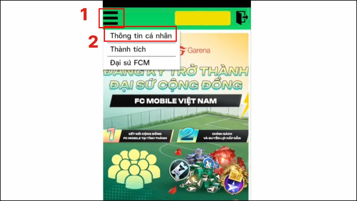 Cách tham gia sự kiện FC Mobile bước 1
