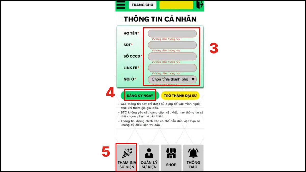 Cách tham gia sự kiện FC Mobile bước 2