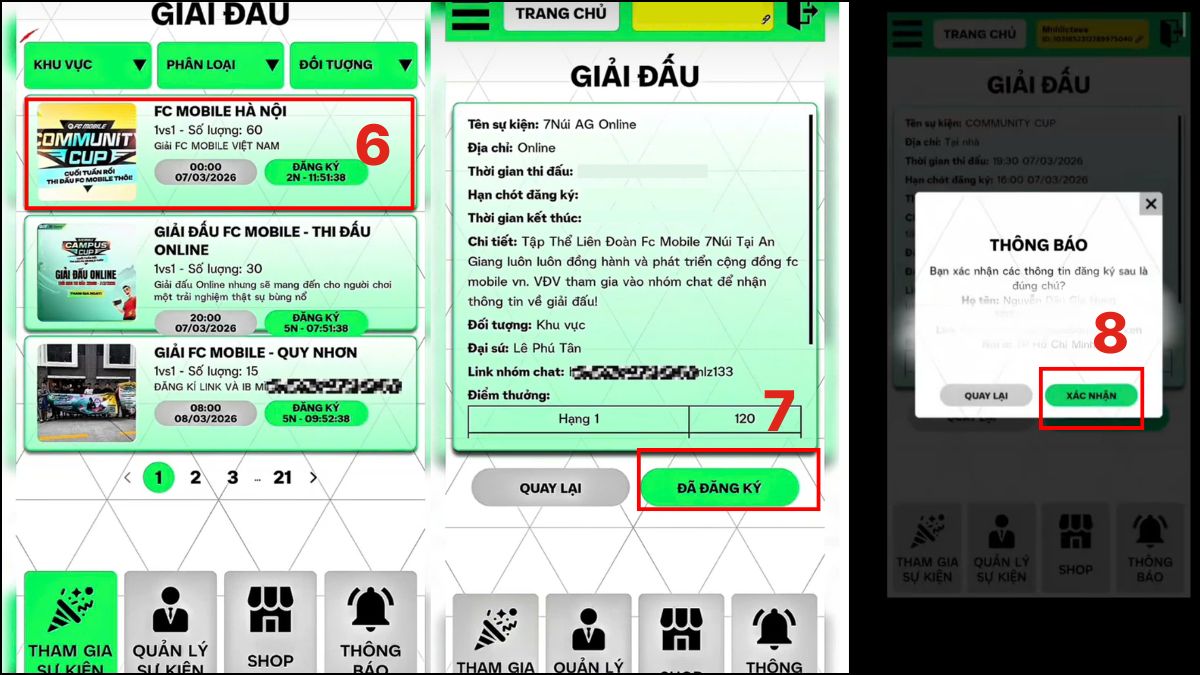 Cách tham gia sự kiện FC Mobile bước 3