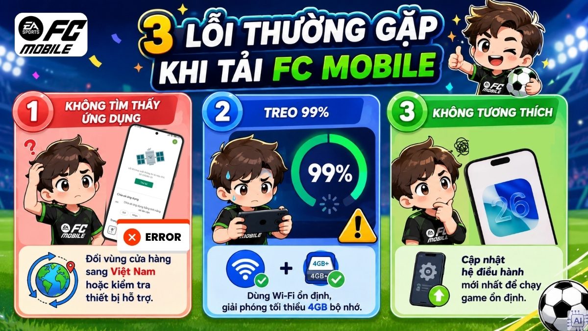 Các lỗi thường gặp khi tải FC Mobile