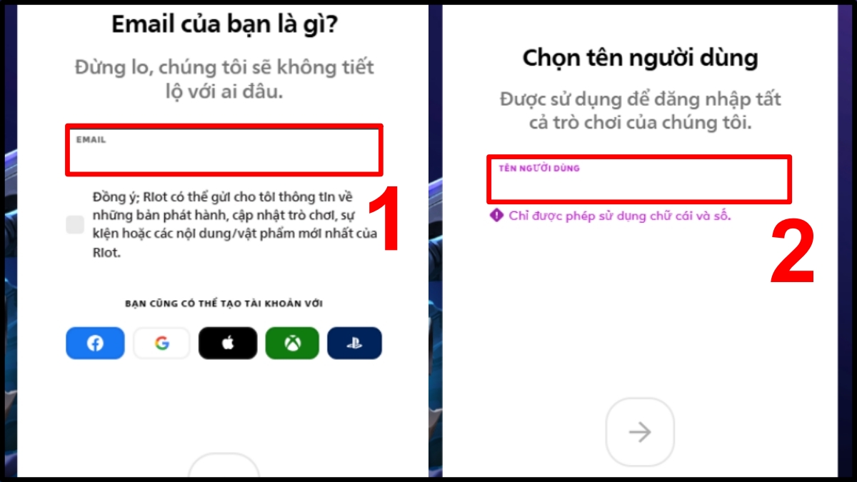 Hướng dẫn tạo tài khoản TFT PBE bước 2