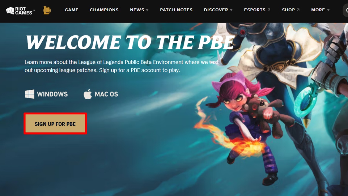 Hướng dẫn tạo tài khoản TFT PBE bước 1