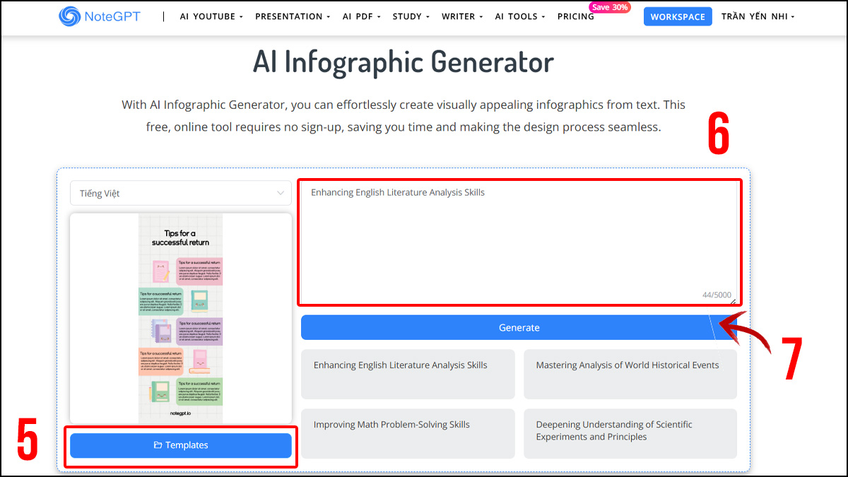 Cách tạo Infographic bằng AI notegpt bước 3