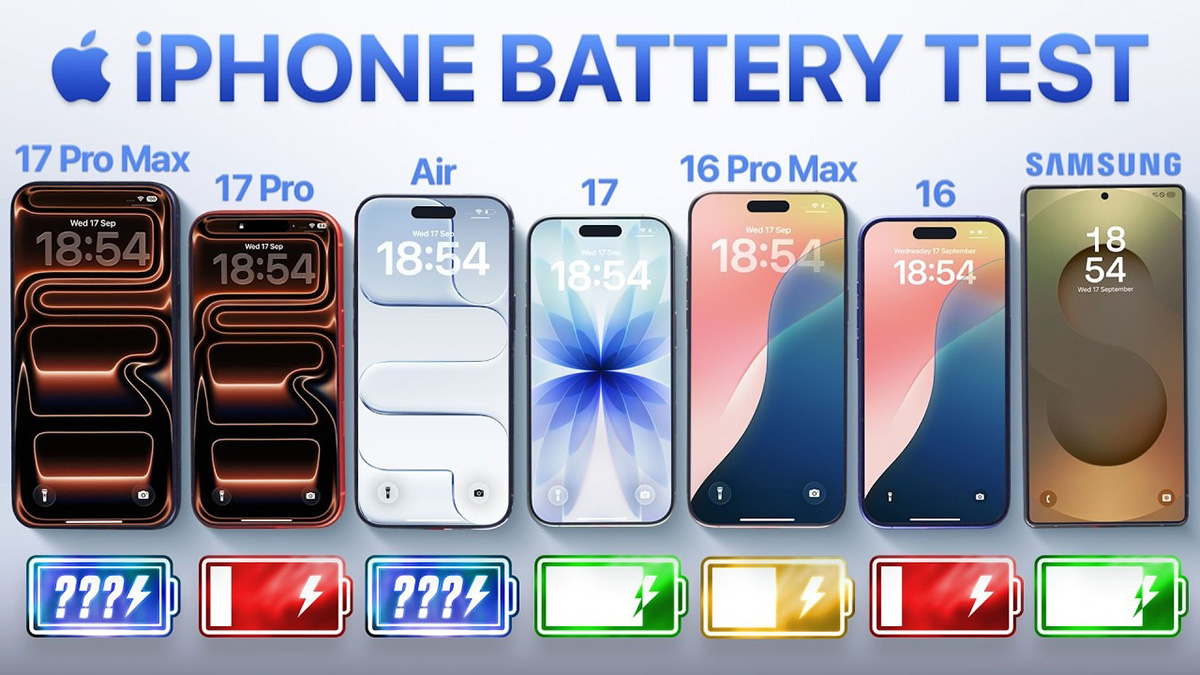 Đọ thời lượng pin dòng iPhone 17 với iPhone Air, iPhone 16 Pro Max và Galaxy S25 Ultra: Bất ngờ có xảy ra?