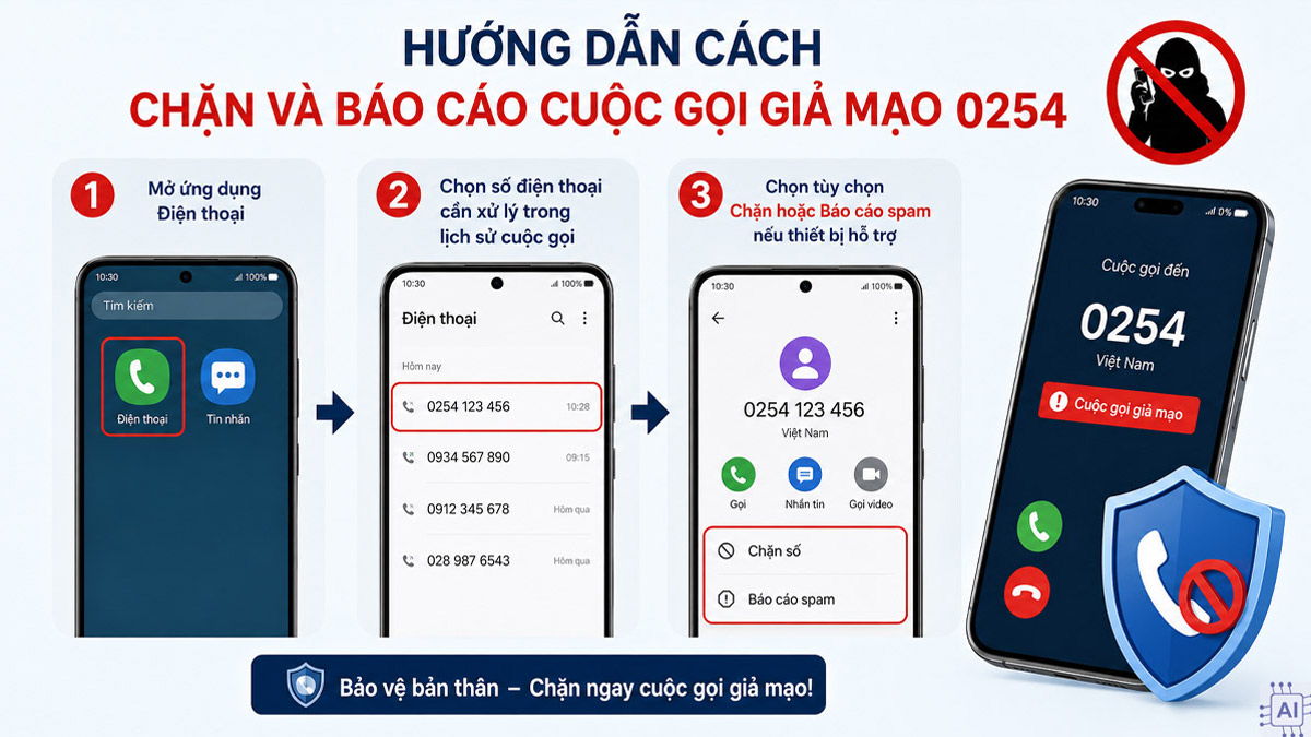 Hướng dẫn cách chặn và báo cáo cuộc gọi giả mạo 0254