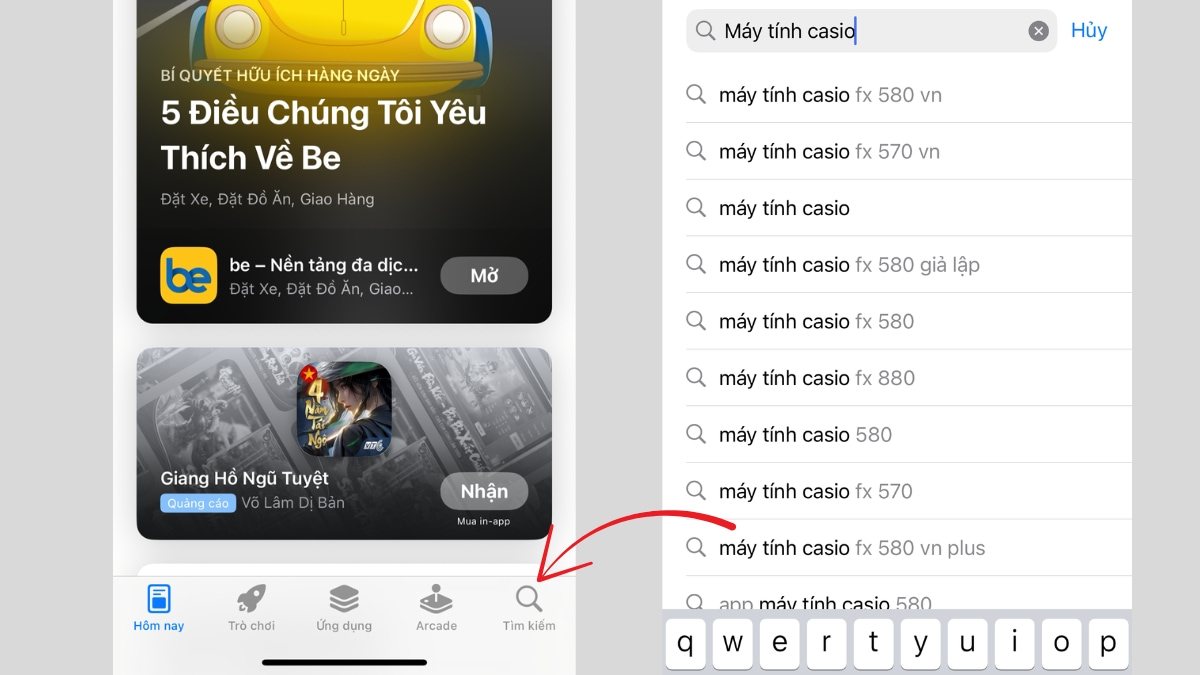 Cách tải app máy tính casio online trên iOS - bước 1