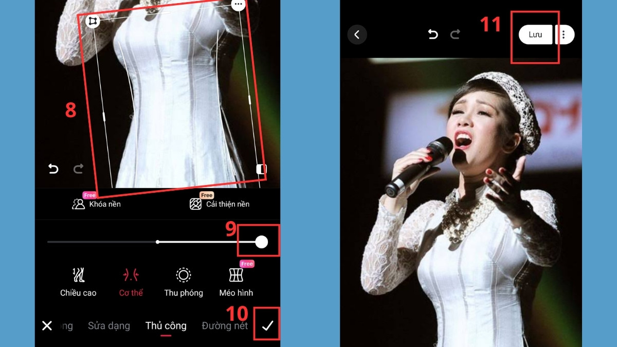 Cách chỉnh ảnh eo thon tự nhiên bằng Meitu