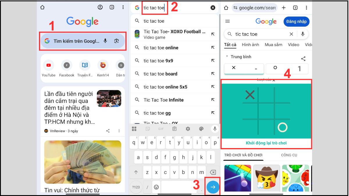 Cách chơi game mini online trên Google Search