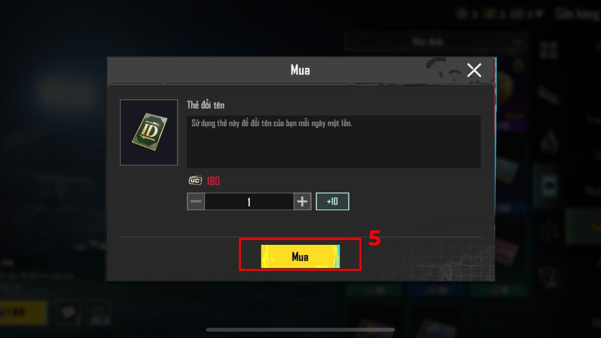 Hướng dẫn mua thẻ đổi tên PUBG Mobile