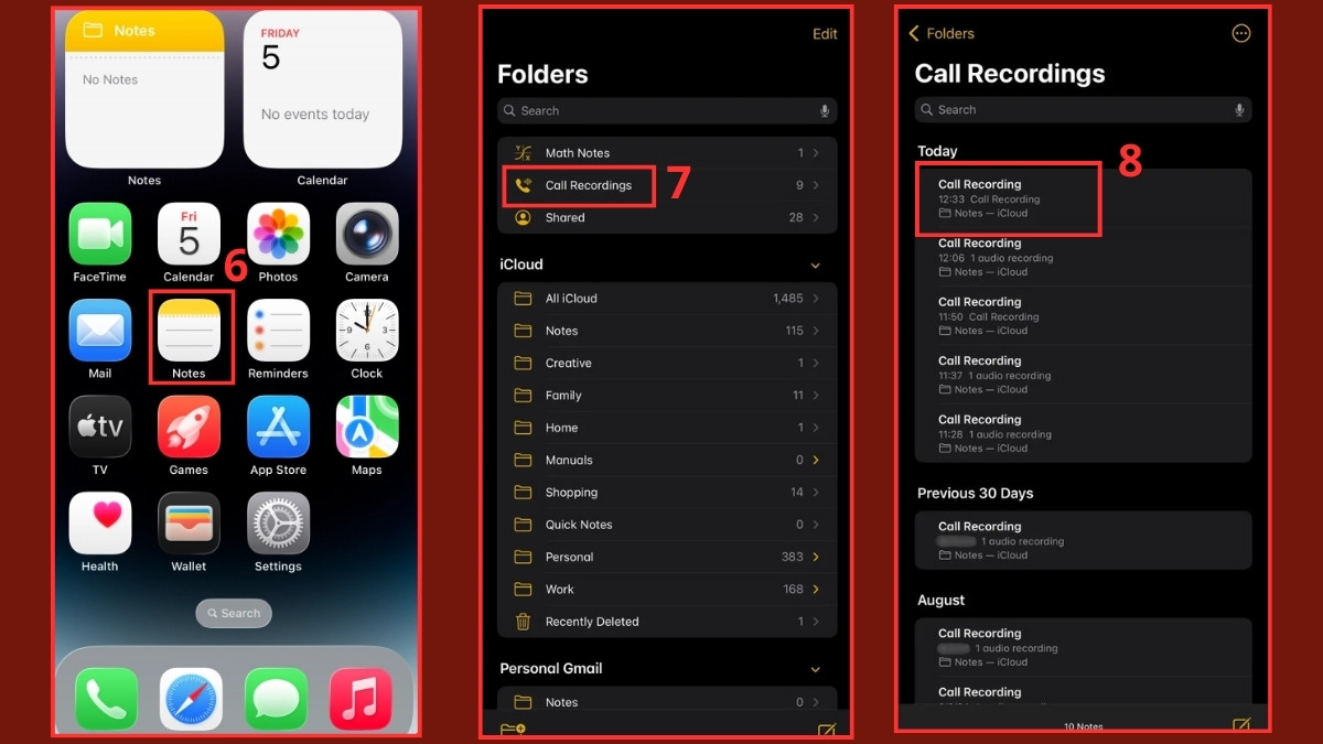 Ghi âm trực tiếp bằng tính năng mặc định trên iOS 18