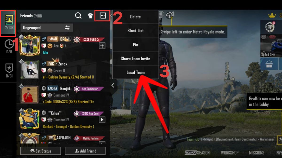 Cách kết bạn PUBG Mobile qua team code