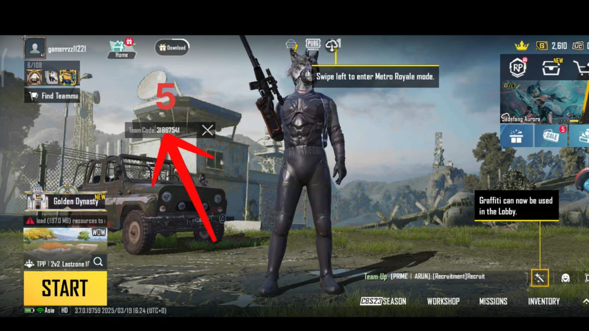 Cách kết bạn PUBG Mobile qua team code