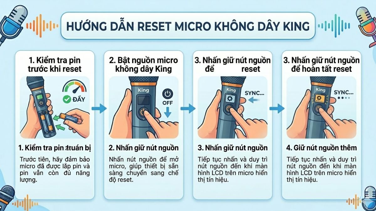 Cách reset micro không dây King
