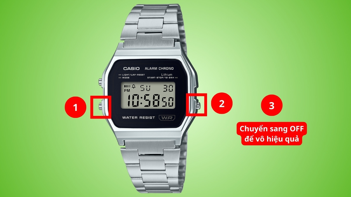 Cách tắt báo thức đồng hồ Casio Water Resist