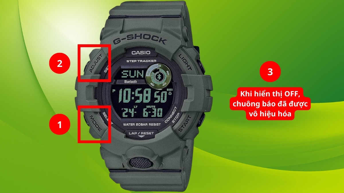 Cách tắt báo thức đồng hồ Casio 5 nút